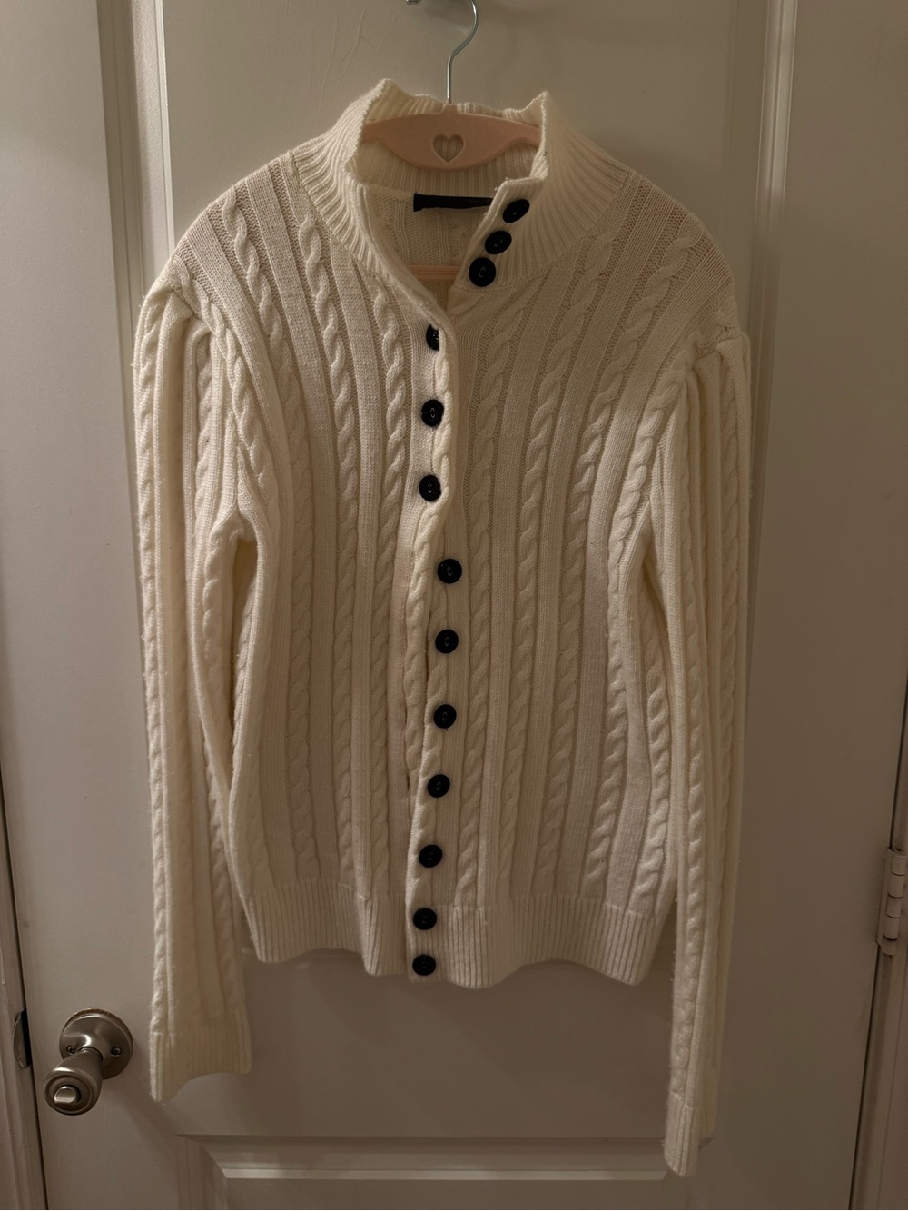 Zara Cream Cable-Knit Button Cardigan